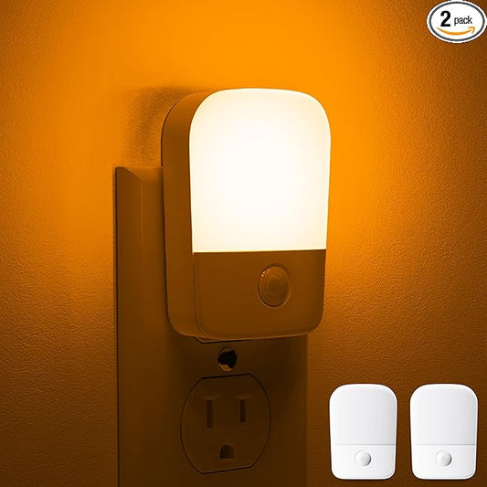 LOHAS Amber Night Light, LED Night Light Plug into Wall with Light Sensor, Diffused Light, Energy Efficient, Sleep Aid No Blue Light for Nursery, Bedroom, Hallway, Stairs, Kids Room, 2 Pack