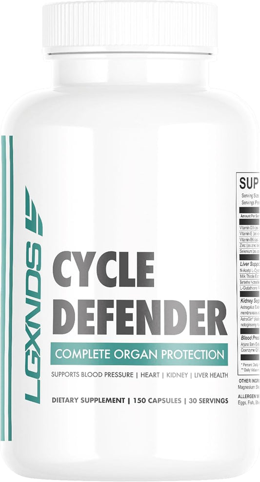 Cycle Defender | Organ Superfood, Liver, Kidney & Heart Health Supplement Pills for Men & Women | Milk Thistle, CoQ10, Astragalus - Immunity, Blood Pressure Support | 150 Capsules