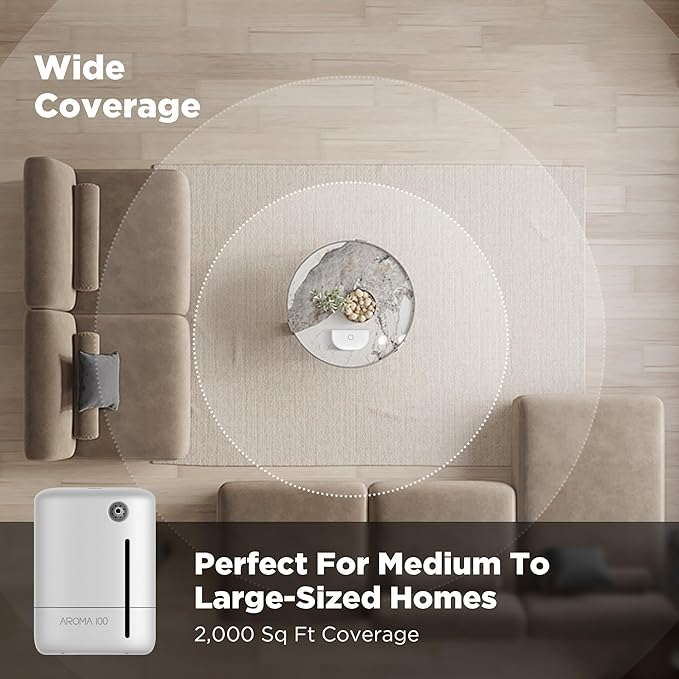 Hotel Scent Diffuser Starter Kit - Waterless Essential Oil Aromatherapy Diffuser - for Home -Cold Air Diffuser Machine for Large Room - App Control - Studio Scent Diffuser - Office Fragrance - White