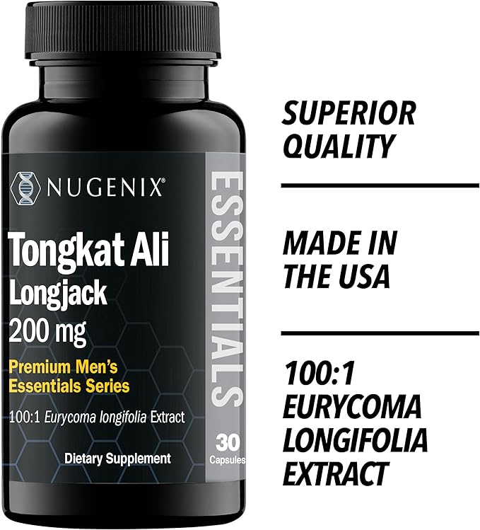 Nugenix Essentials Tongkat Ali for Men, Support for Men's Health, Longjack Eurycoma Longifolia Extract, 60 Count
