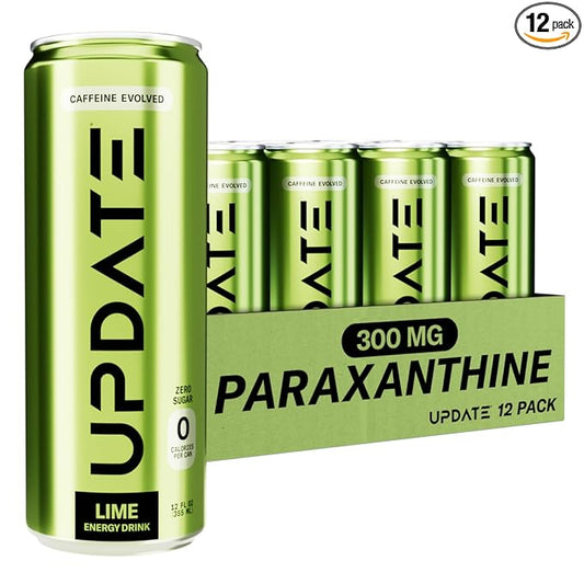 Drink Update Energy Drink with Paraxanthine - Jitter Free, Crash Free, No Overstimulation, No Withdrawal - Caffeine and Sugar Free (Lime, 12 Pack)