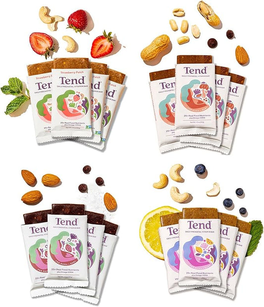 Tend Daily Best Prenatal Vitamin Bar, Made with Organic Ingredients for Pregnant & Postpartum Mothers (Variety Pack)