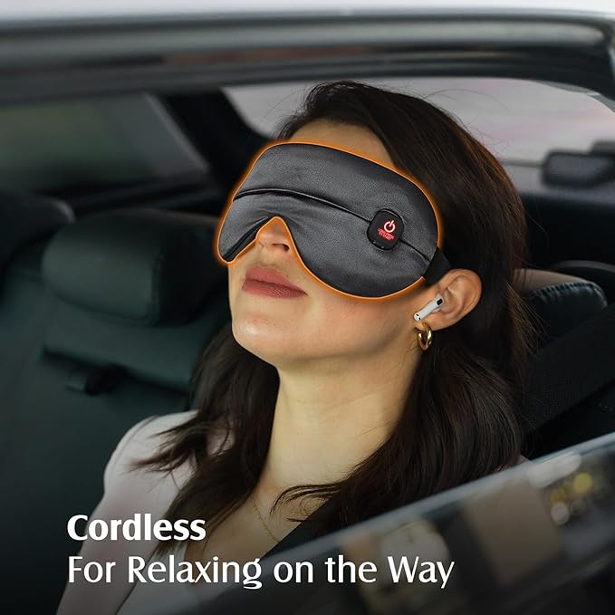 YFONG Cordless Heated Eye Mask for Dry Eyes, Warm Eye Compress for Stye, Blepharitis, Chalazion, MGD, Washable Heating Eye Mask for Sleeping, Travel, Office Nap, Perfect Light Blocking (Grey)