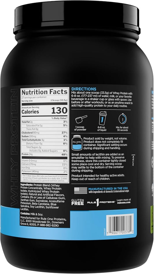 Rule 1 Whey Protein – 24g Fast-Acting Protein from All-Whey Sources with Naturally Occurring EAAs & BCAAs for Workout Recovery or Anytime Use (2 Pounds*, Pistachio Ice Cream)