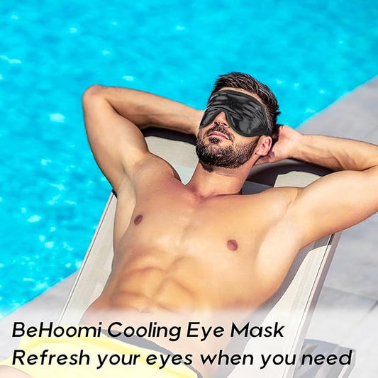 2Packs Cooling Eye Masks, Ice Eye Mask Cold Compress for Eyes, Reusable Cold Gel Eye Mask for Eye Relaxation, Comfort Snug Fit, Eye Cover for Home, Office, Black & Green