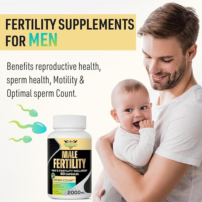 Fertility Supplements for Men, Male Prenatal Vitamins -Optimal Sperm Count, Motility and Strength, 2000MG Mens Fertility Supplements with Maca Root for Conception - Packs of 2