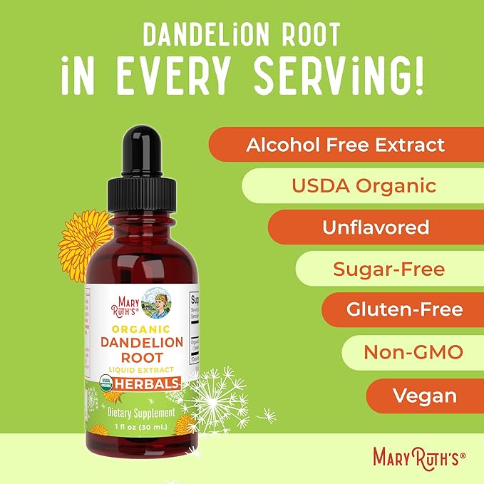 Organic Dandelion Root Extract by MaryRuth's | USDA Organic | Easy-to-Take | Liquid Dandelion Root Supplement | Herbal Extract | Vegan | Gluten Free | Sugar Free | Non-GMO | 30 Servings