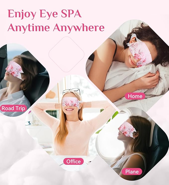 6 Packs Rose Heated Eye Mak - Heating Eye Mask Warm Compress for Dry Eyes Puffinesss Dark Circles Sleep Stye Irritation Stress Relief Self Care Wellness Spa Relaxation Gift