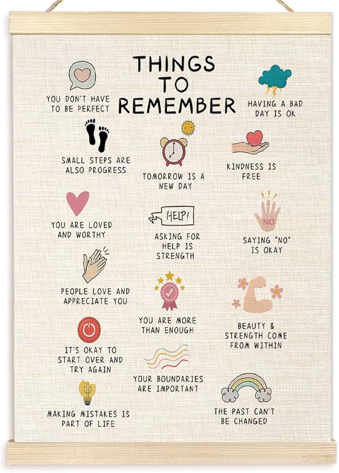 Ecezatik Mental Health Poster Hanger Frame, Awareness Wall Decor for Calming Corner, School Counselor, Therapy Office, Break Room, 12x16 Inches