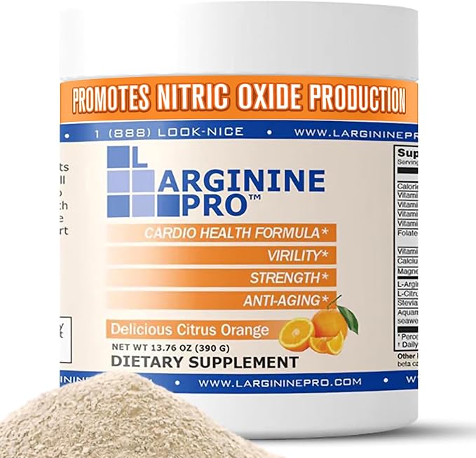 L-Arginine PRO | 5,500mg L-Arginine Plus L-Citrulline 1,100mg Orange Powder Drink Mix Supplement for Increased Nitric Oxide Production