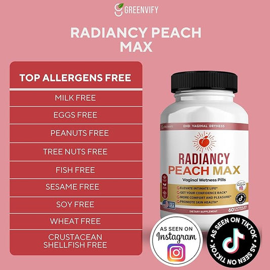 Radiancy Peach Max Vaginal Wellness Supplement, 60 Capsules, 30 Day Supply (5)