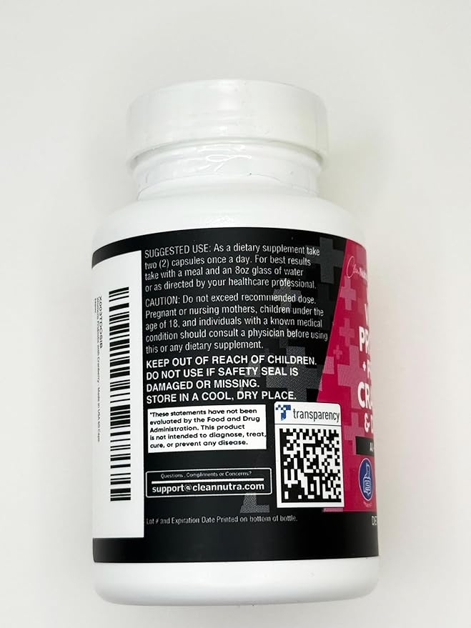 Clean Nutraceuticals Vaginal Probiotics for Women + Prebiotics 20 Billion Cranberry Pills w D-Mannose 500 mg for Urinary Tract Health pH Balance - for Vaginal Health Supplements Pills - 3Pack