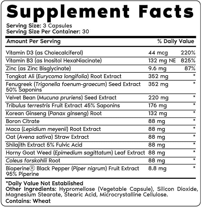 Primal Harvest Primal Total Male Natural Tribulus Terrestris, Fenugreek, Korean Ginseng, Maca Root Horny Goat Weed for Men Booster, Max Boost 90 Capsules…