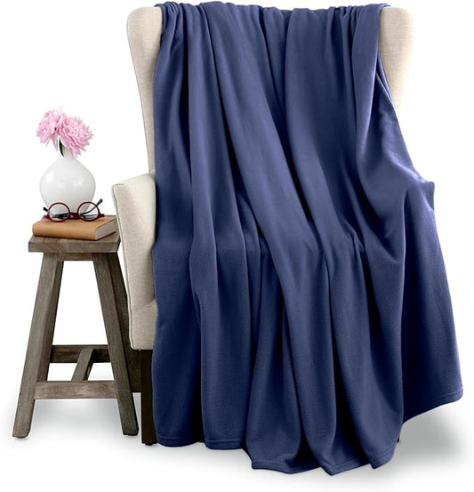 King Size Microfleece Blanket - All-Season Comfort, Supersoft Lightweight Throw for Bed, Couch, Sofa or Travel, Pet-Friendly, Navy