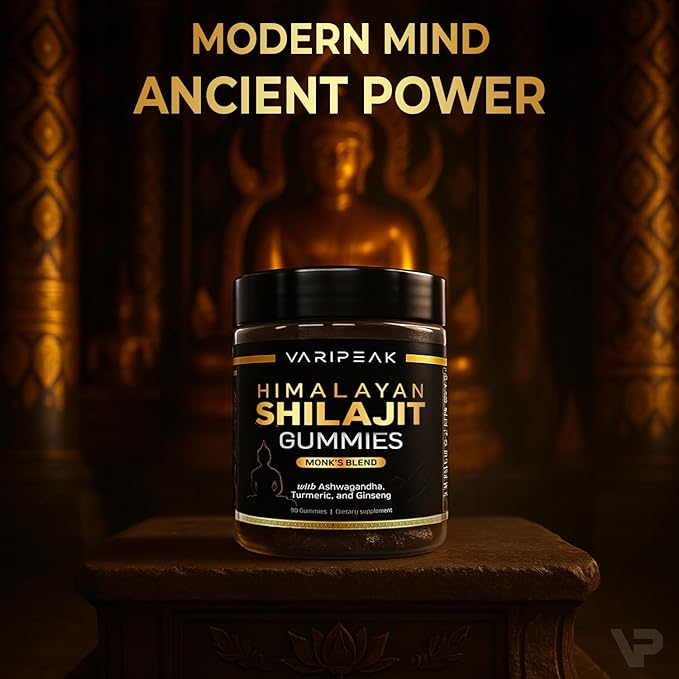 Shilajit Gummies - 5-in-1 Adaptogen Supplement with Ashwagandha, Ginseng, Turmeric, & Black Pepper | Energy, Focus, Immunity & Vitality Support | Organic, Vegan, Sugar-Free | 90 Count