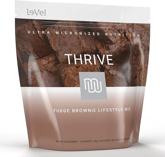 Thrive Protein Shake | 16 Packets (35g Each) | Gluten-Free, Pea Protein, Probiotics, Fiber & Digestive Enzymes | Supports Lean Muscle (16 Packets (Single Servings), Fudge Brownie)