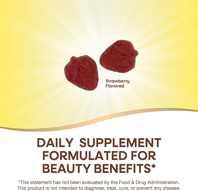 Nature's Way Alive! Hair, Skin & Nails Gummies, Advanced Beauty Formula*, with Biotin and Collagen, Strawberry Flavored, 60 Gummies (Packaging May Vary) (Pack of 2)