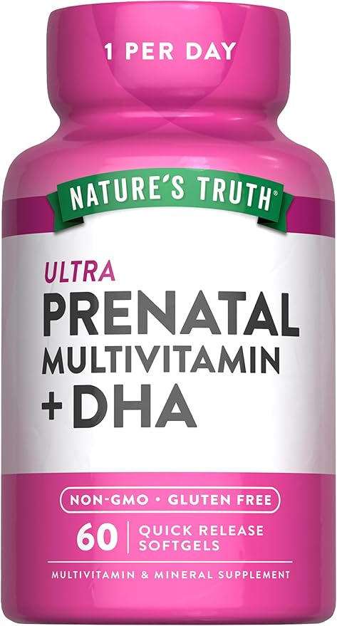 Nature's Truth Prenatal Vitamins for Women | with DHA and Folic Acid | 60 Softgels | Non-GMO & Gluten Free Supplement