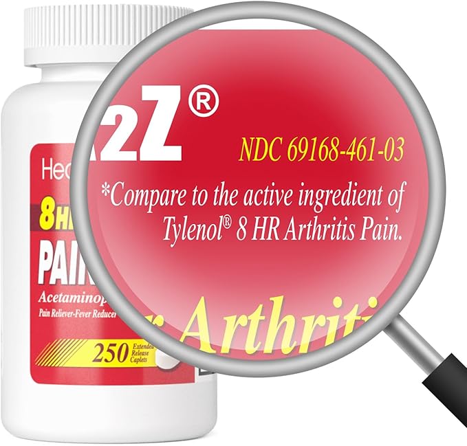 HealthA2Z® Pain Relief Extended Release | Acetaminophen 650mg | 250 Caplets | 8 Hours | Arthiritis Pain | Pain Reliever - Fever Reducer | Contains no Aspirin (250 Count)