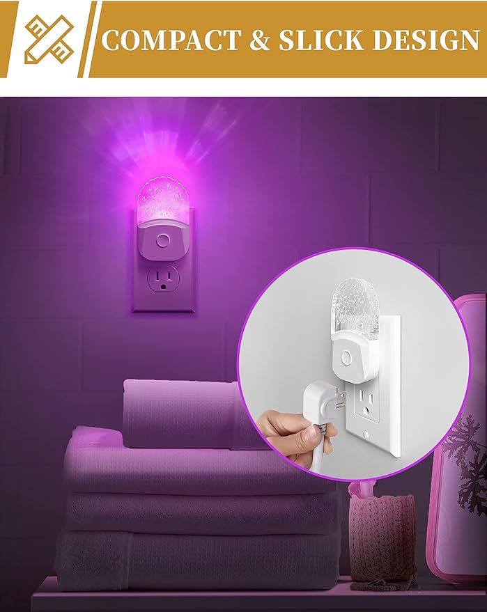 Night Lights Plug Into Wall [2 Pack], Color Changing Night Light for Kids, 8-Color RGB LED Nightlight with Dusk to Dawn Sensor for Bathroom Decor, Children Room, Gift