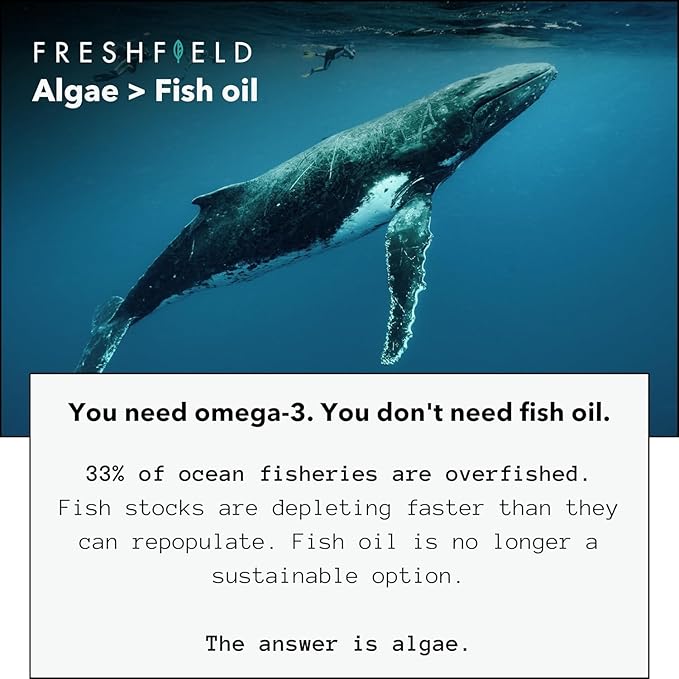 Ocean Saving Omega, Algae Omega 3, DHA Supplement, 6-Month Supply, Highest Levels of DHA per Capsule (440 mg), w/DPA