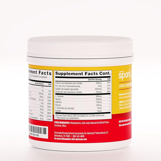 AdvoCare Spark Vitamin & Amino Acid Supplement - Focus & Energy Drink Powder Mix with Vitamin A, B-6, C & E - Also Includes L-Carnitine & L-Tyrosine - Mango Strawberry - 10.5 oz