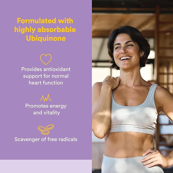 Natural Factors Coenzyme Q10 100 mg, Natural Coenzyme Q10 Supplement for Energy, Heart and Cognitive Support, 60 Softgels