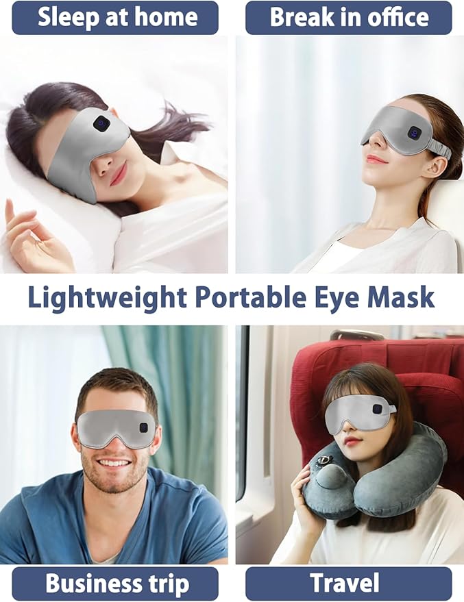 Silk Heated Eye Mask Cordless Rechargebale for Dry Eyes,Warm Eye Heating Pad No Pressure, Sleep Eye Mask Gift for Men Women