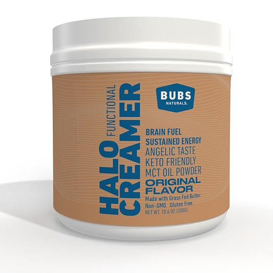 BUBS Naturals Halo Cream MCT Oil Powder - Functional Coconut Coffee Creamer (300gm Tub)