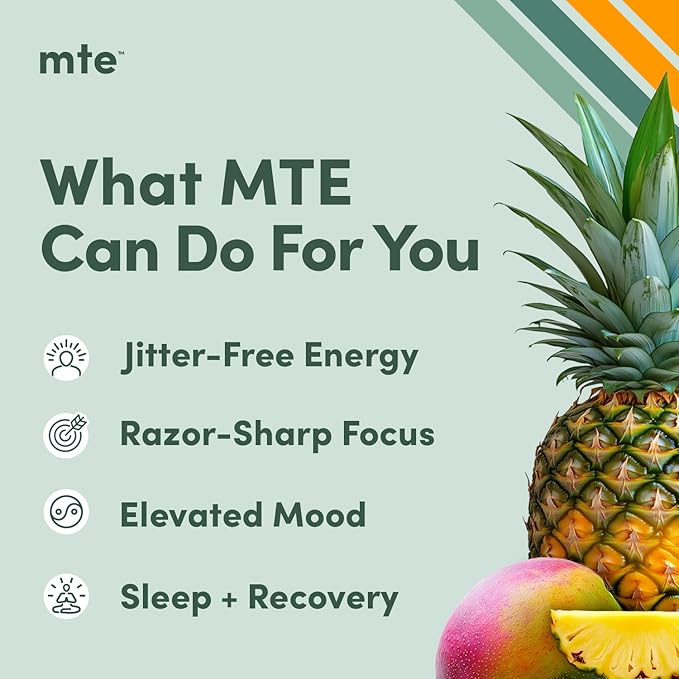MTE Healthy Energy Drink Powder for Focus & Productivity | No Sucralose | No Caffeine | Nootropic Energy | Adaptogenic