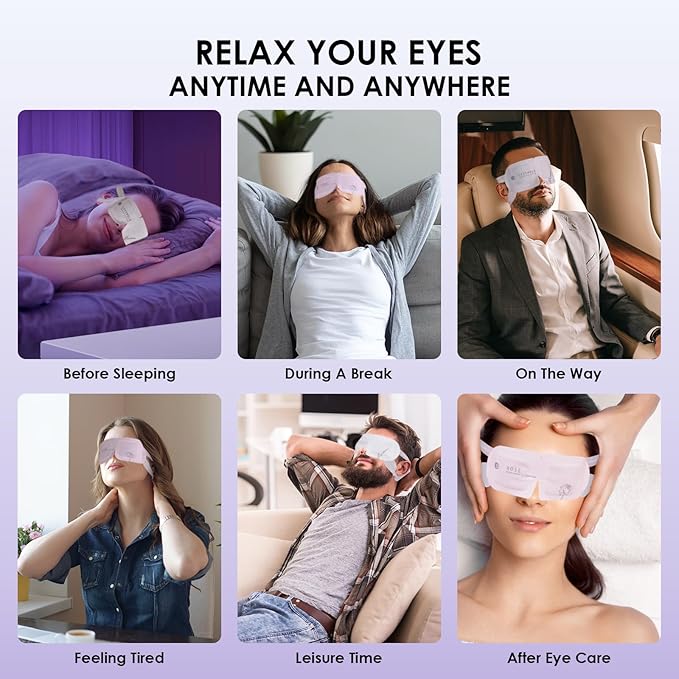 Disposable Hyaluronic Acid Eye Masks for Sleep & Relaxation, Heated Steam Eye Masks for Spa & Travel,Relieving Dry Eyes, Dark Circles & Puffiness,Gifts for Women,Lavender 10 Packs