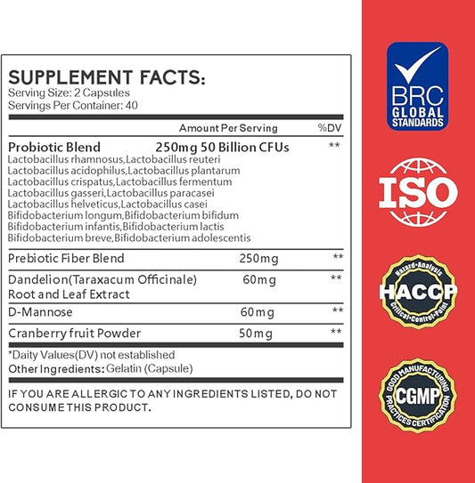 Vaginal Probiotics for pH Balance & Women's Intimate Health - with Prebiotics & Lactobacillus Probiotic Blend to Support Healthy Flora and Odor, 80 Count