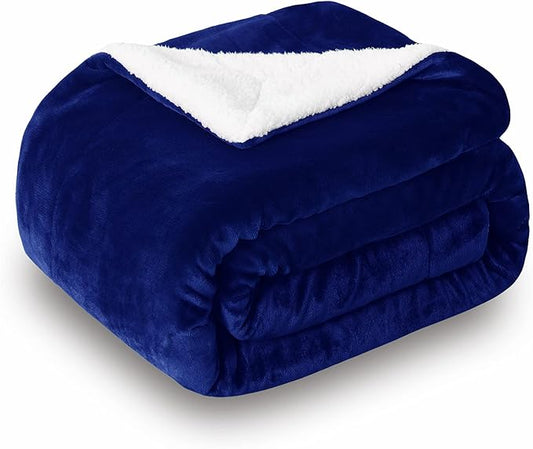 SOCHOW Sherpa Fleece Throw Blanket, Double-Sided Super Soft Luxurious Plush Blanket Twin Size 60 inchx80 inch, Blue
