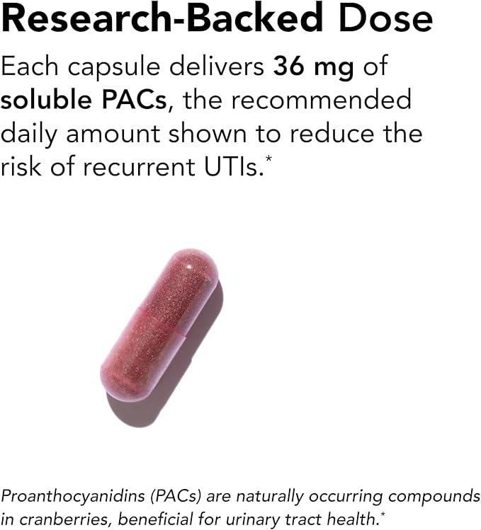 Theralogix TheraCran One Cranberry Capsules - 90-Day Supply - Supplement for Men & Women - to Support Urinary Tract Health* - 36mg Soluble PACs per Capsule - NSF Certified, 90 Count (Pack of 1)