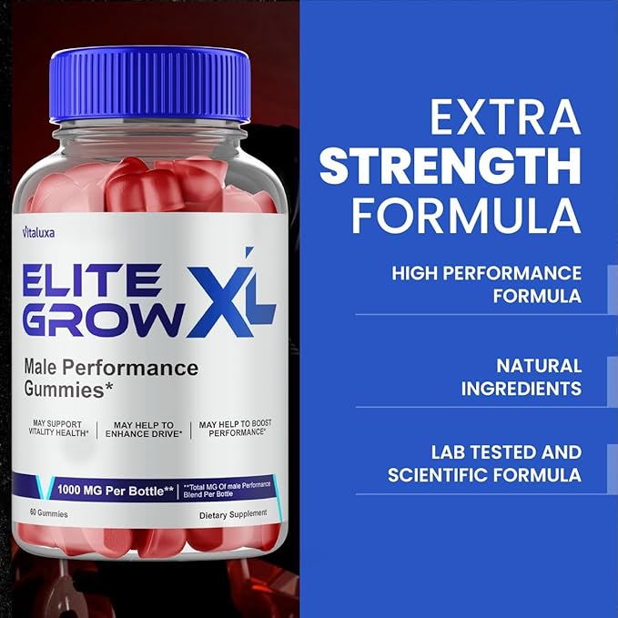 Elite Grow XL Gummies, EliteGrow XL Advanced Formula Males Premium Supplement, EliteGrowXL Performance Blend 800MG All Natural Muscle Growth Ingredients Support Maximum Strength Reviews (60 Gummies)