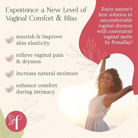 Femallay Organic Vaginal Moisturizing Suppository Melts - 100% Natural Suppositories for Vaginal Odor and Dryness Relief, Ultra-Hydrating Fast-Acting Comfort (Pineapple)