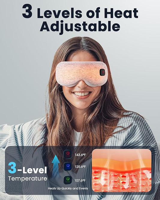 Heated Eye Mask - Cordless Eye Mask for Dry Eyes, FSA - HSA Eligible, Eye Relief, Improved Sleep, Washable Eye Heating pad for Travel and with Replaceable Shell (Gray)