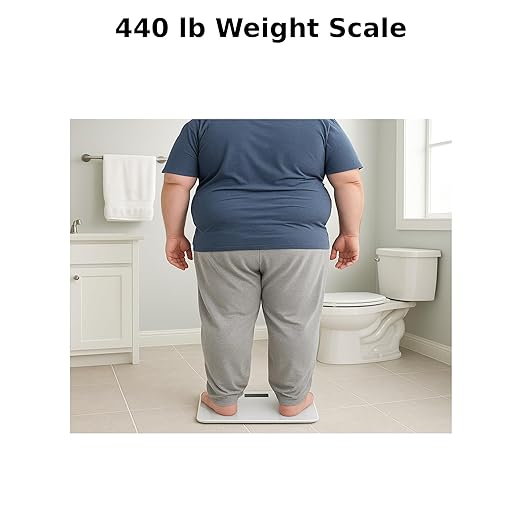 440 lb Digital Bathroom Scale – Step-On Technology, LCD Display, Tempered Glass, Pounds/Kilograms