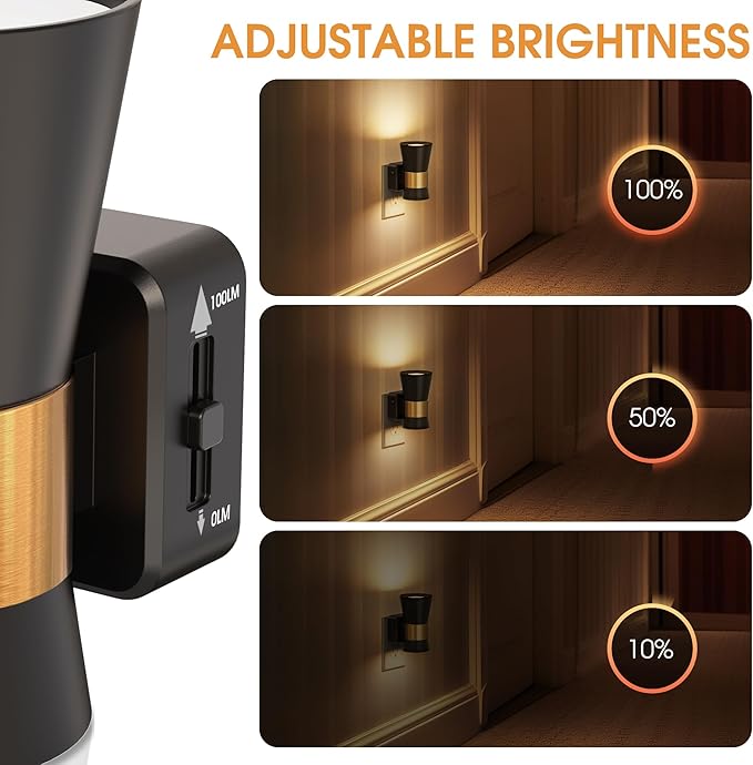 Briignite Night Light Plug into Wall, Vintage Dimmable LED Night Lights 0-100LM with Auto Dusk to Dawn, Christmas Gifts, 1W 3000K Country Night Light from for Bathroom, Hallway, Bedroom, Kids, 2 Pack