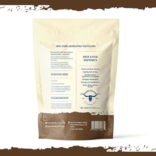 Beef Liver - Nature’s Multivitamin -100% USA Beef - 180 Capsules Bag