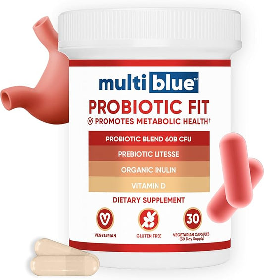 Probiotic Fit for Men & Women, Bifidobacterium Lactis B-420, Digestive & Gut Health, 60 Billion CFU, Prebiotic + Vitamin D3, 30 Cnt