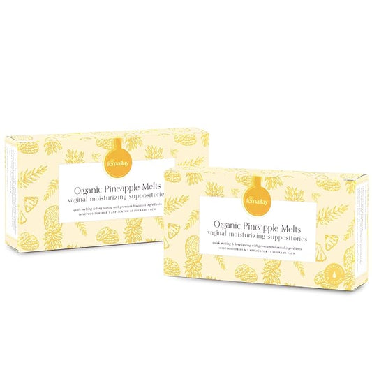 Femallay Organic Vaginal Moisturizing Suppository Melts - 100% Natural Suppositories for Vaginal Odor and Dryness Relief, Ultra-Hydrating Fast-Acting Comfort (Pineapple- 2 Pack)