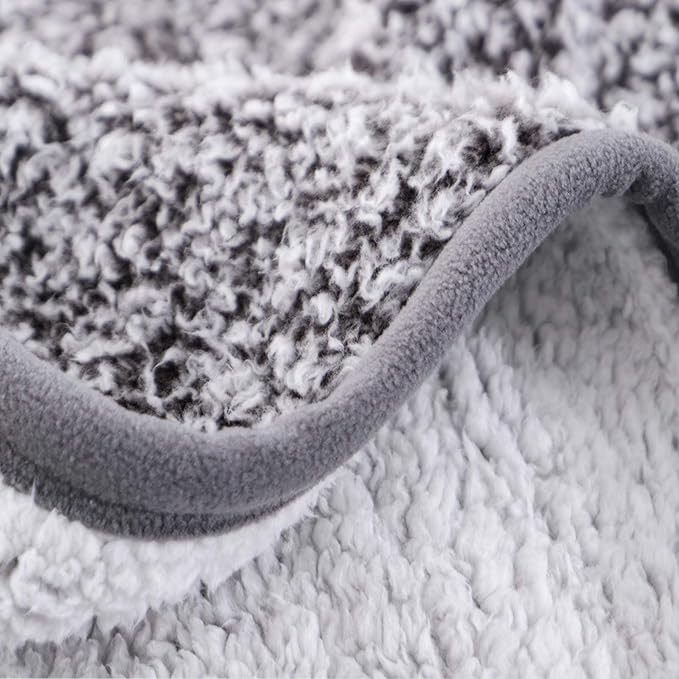 EMME Fuzzy Blanket Soft Fleece Throw Blankets for Women, Fluffy Sherpa Throws(Plush Grey 1,60"x80")