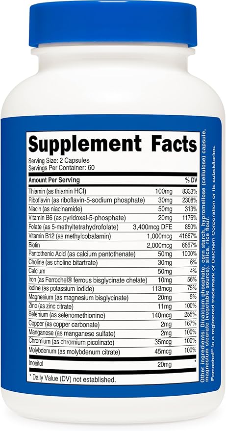 Nutricost Methylated Vitamin B Complex 120 Capsules - (60 Servings) Gluten-Free