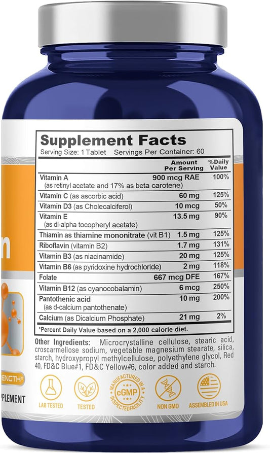 NusaPure Daily Multivitamin Vegetable Magnesium Stearate 60 tabs (Non-GMO & Vegan)