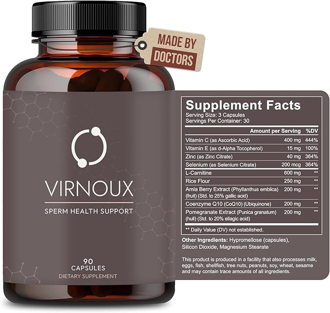 Male Fertility Supplement | Made by Doctors | Prenatal Vitamins for Men | Improve Sperm Health and Boost Sperm Count | for Semen Volume | Support Natural Conception and Pregnancy | 90 Capsules