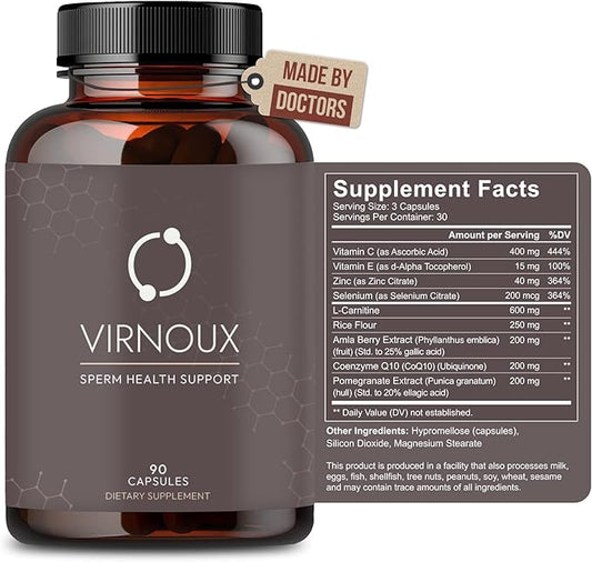 Male Fertility Supplement | Made by Doctors | Prenatal Vitamins for Men | Improve Sperm Health and Boost Sperm Count | for Semen Volume | Support Natural Conception and Pregnancy | 90 Capsules