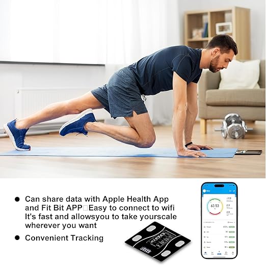 Intelligent Body Fat Scale, a Simple and Practical Digital Scale That can be Connected to a Mobile Digital Bathroom Scale to Display BMI, Body Fat, Muscle Mass, and Durable Weight Scale (Black)
