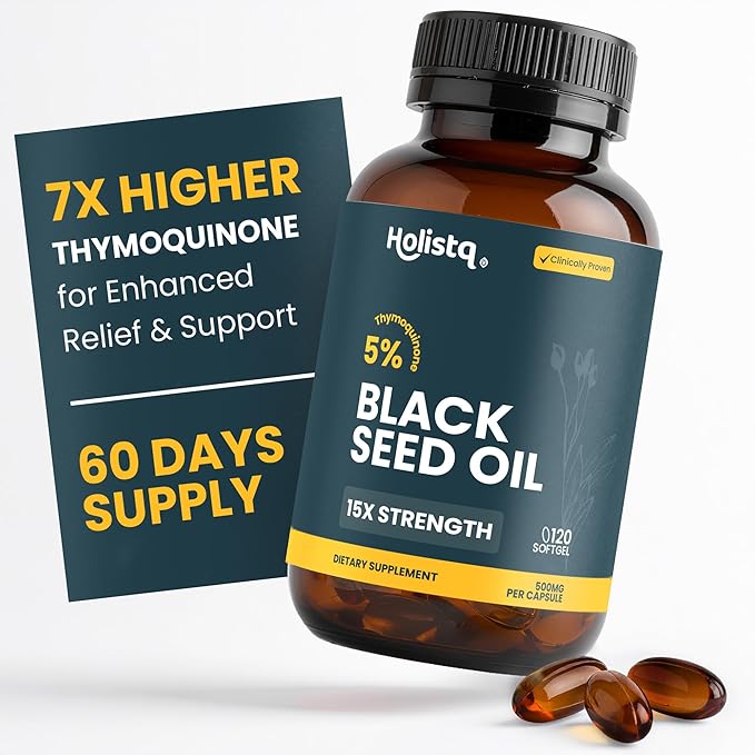 Black Seed Oil Organic Cold Pressed Capsules 120 Softgels - Nigella Sativa Black Cumin Seed Oil, 5% Thymoquinone, Vegan Omega 3 6 9, for Adult Immune and Brain Support Organic Cold Pressed Supplement