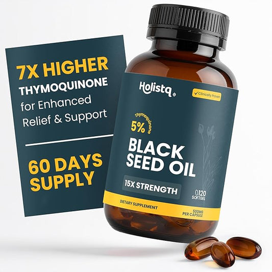 Black Seed Oil Organic Cold Pressed Capsules 120 Softgels - Nigella Sativa Black Cumin Seed Oil, 5% Thymoquinone, Vegan Omega 3 6 9, for Adult Immune and Brain Support Organic Cold Pressed Supplement